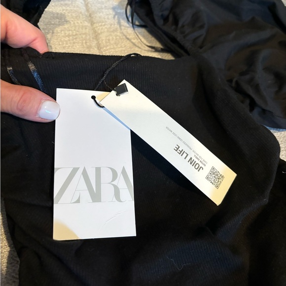 Women's Zara Black Cropped Top -  Size Large NWT - Picture 4 of 7